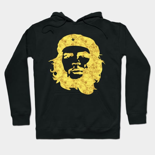 Che Guevara Portrait THE REBEL Abstract Tattoo Black and Gold style Hoodie by Naumovski